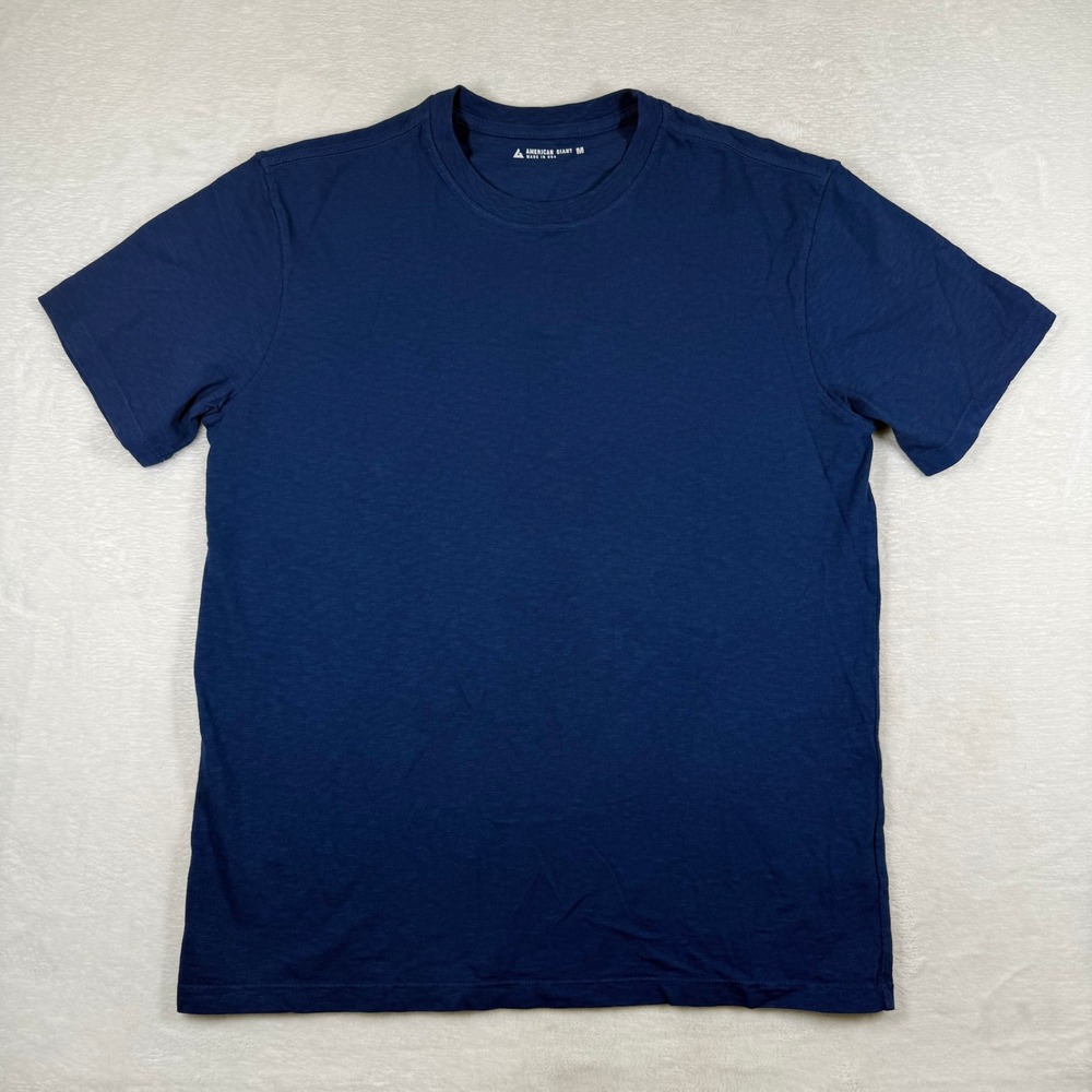 American Giant Blue Cotton Short Sleeve Crew Neck T-Shirt Size‎ M Made in USA